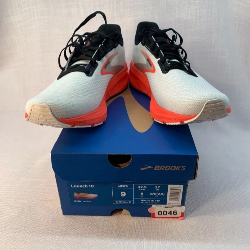 Brooks Running Launch 10 Men's White/Coral **Multiple Sizes** NEW - Picture 4 of 6